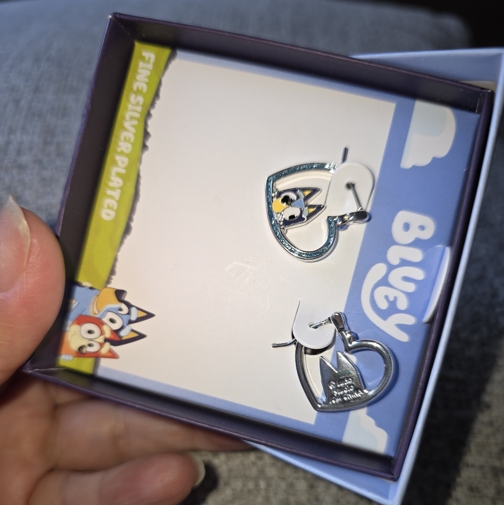 Bluey Silver Plated Kids Earrings - Picture 7 of 9